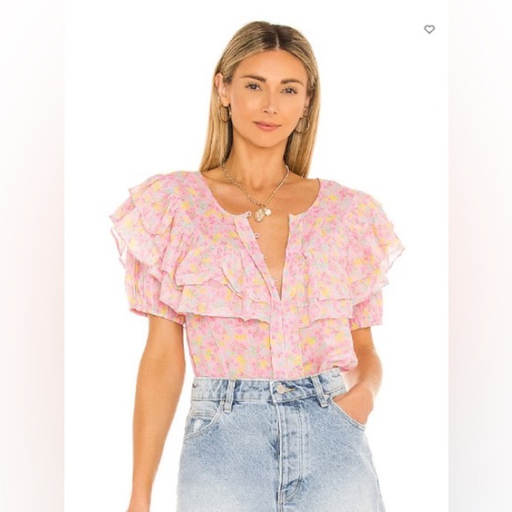 LoveShackFancy Amora Top in Melon Punch